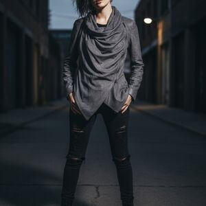 BLANK NYC Vegan Leather Grey Assymmetrical Moto Style Jacket
